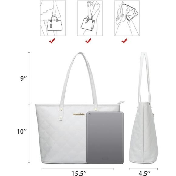 Trendy Quilted Handbag for Women Tote Purse Shoulderbag Large Fashion Hobo Purse - Picture 4 of 6